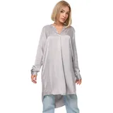 pm selected Damen Elegante Satin Light Oversize Business Long Bluse in Einheitsgröße PM07