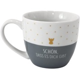 Dekohelden24 Maxi - Kaffeebecher/Tasse aus Porzellan mit Engel, Motiv: Schön, DASS es Dich gibt, Größe H/Ø: 9,2 x 10,5 cm, Fassungsvermögen 400 ml, Spülmaschinengeeignet.