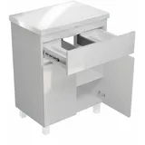 paplinskimoebel - Waschbeckenunterschrank Ariza TOP 60 cm Breite, ohne Waschbecken, Unterschrank mit Schublade, Hängend oder Stehend, für Aufsatzwaschbecken - Weiß Matt/Weiß Hochglanz Front