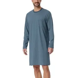 Schiesser Comfort Essential Longsleeve Sleepshirt Blau Muster Baumwolle 56 Herren