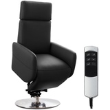 Cavadore TV-Sessel Cobra mit 2 E-Motoren und Aufstehhilfe / Elektrischer Fernsehsessel mit Fernbedienung / Relaxfunktion, Liegefunktion / bis 130 kg / L: 71 x 112 x 82 / Echtleder Schwarz