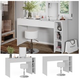 Vicco Schminktisch Kira, 129 x 76 cm, Weiß, Frisiertisch inkl. Spiegel und Hocker, modern