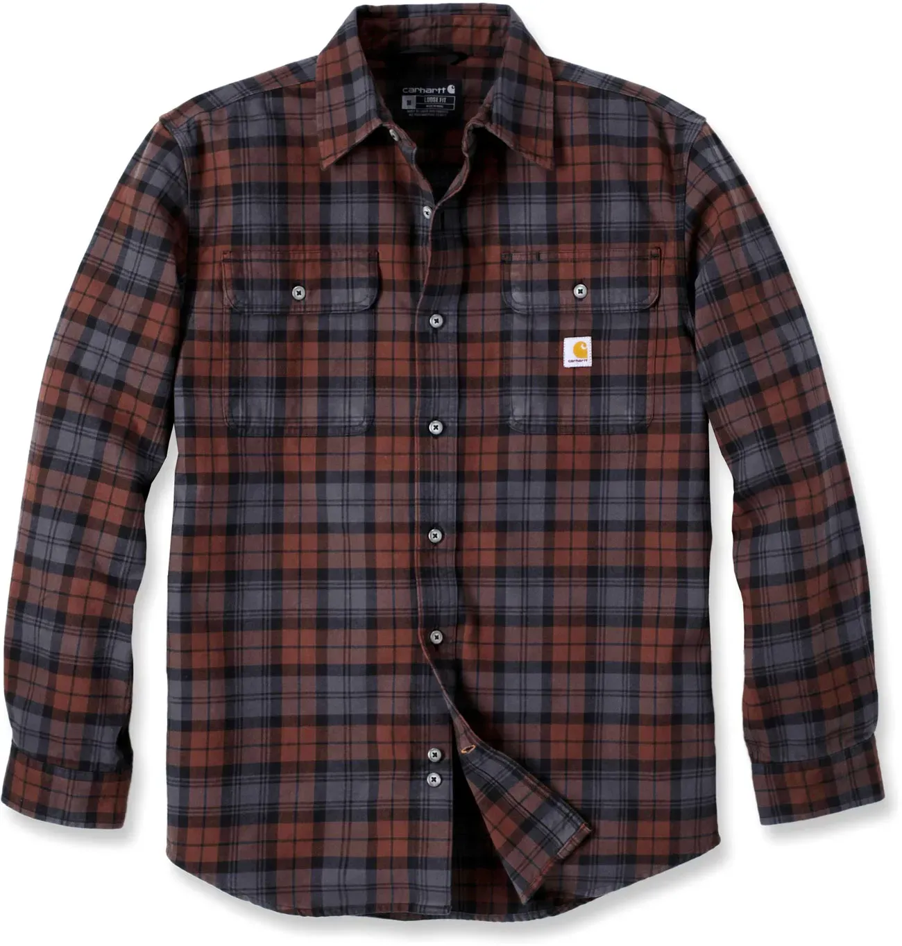 Carhartt Heavyweight Flannel Plaid, chemise - Marron/Gris - M