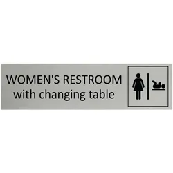 CombiCraft Aluminium Türschild Women's Restroom With Changing Area 165x45mm mit 3M-Tape