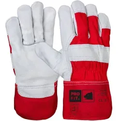 Fitzner Rindvollleder Arbeitshandschuhe, Sturm, rot/natur 554123-9 , 1 Packung = 12 Paar, Größe 9