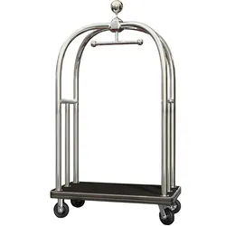 Gepäckwagen | B:T:H 108 x 193 x 65 cm | Chrom/Schwarz | Hotelwagen, Hotel Gepäckwagen, Kofferwagen Hotel, Hotel Kofferwagen