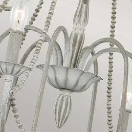 Elstead Lighting Kronleuchter Hängeleuchte Esszimmerlampe Stahl Holz grau 9-Flammig Wohnzimmer