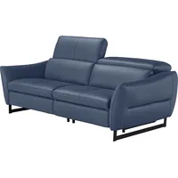 2,5-Sitzer EGOITALIANO "Dafne, elegantes Designsofa mit hohem Sitzkomfort", blau (tide), B:208cm H:97cm T:108cm, Leder »BULL« (echtes Rindsleder). Geschliffenes, pigmentiertes und behandeltes Rindsleder mit einer Dicke von 1, 3-1, 5 mm. Dieses Leder zeigt eine ziemlich weiche Hand mit einem halb undurchsichtigen Aussehen. Es handelt sich um ein geschütztes Leder. Eine leichte Deckschicht schützt sie vor Flecken, ohne ihre ursprünglichen Eigenschaften zu verändern. Die geschützten Leder kombinieren die Vorteile von Natürlichkeit und Weichheit mit einer guten Beständigkeit gegen Verschleiß und Ausbleichen. Das Vorhandensein der charakteristischen Zeichen, die das Leben des Tieres bestimmen, wie Narben, Körnungsunterschiede, Falten, Adern, Disharmonien in Farbtönen, beweisen ihre absolute Echtheit und großen Wert., Sofas, wahlw. mit elektrischer Relaxfunktion, Kopfteile manuell verstellbar