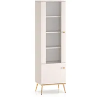 Feldmann-Wohnen Vitrine, Creme, Gold, Holz, 4 Fächer, 55x40x190 cm,