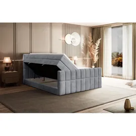 altdecor Boxspringbett mit Matratze, Topper, Polsterbett mit, Bettkasten MIAMI-Z KING - 180x200 - Grau Monolith
