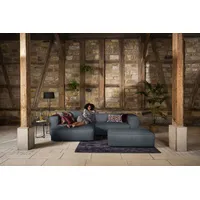 Ecksofa W.SCHILLIG "around-the-block, modern und elegant, bequem, L-Form", blau (blau z69), B:300cm H:66cm T:164cm, Longlife Xtra-Leder Z69: Das feinnarbige, gedeckte Softleder Z69 besticht durch seine außergewöhnliche Weichheit im trendigen u00bbVintage-Looku00ab, Hautstärke 0, 9 - 1, 1 mm, Longlife fabric Flachgewebe T88 (100% Polyester), Sofas, mit eleganter Biese, mit Federkern