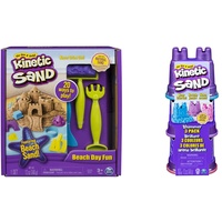 Kinetic Sand Strandspaß Set - mit 340 g magischem Sand, ab 3 Jahren, Braun & Schimmer Sand 3er Pack 340 g - 3 Farben Glitzersand aus Schweden für Indoor Sandspiel, ab 3 Jahren