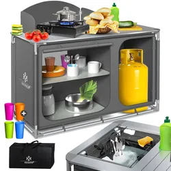 KESSER® Campingschrank, Campingküche mit Aluminiumgestell,  inkl.Tragetasche ,  Kocherschrank für Camping , Campingmöbel , Outdoor