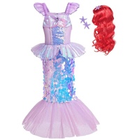Lito Angels Prinzessin Meerjungfrau Arielle Kostüm Kleid Verkleidung mit Perücke für Kinder Mädchen Größe 4-5 Jahre 110 (Tag-Nummer 110)