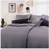 Blumtal Mako Satin Bettwäsche 135 x 200 & 40x80 cm Kissenbezug Anthrazit - Oeko Tex Zertifizierte Satin Bettwäsche aus 100% Baumwolle - Edle Glanzoptik Bettwäsche 135x200 Satin mit Reißverschluss