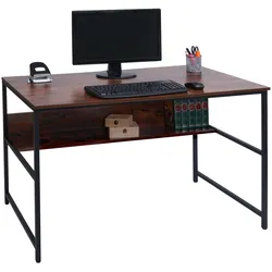 Schreibtisch MCW-K80, Bürotisch Computertisch Arbeitstisch Ablage, Metall MDF 120x60cm ~ braun