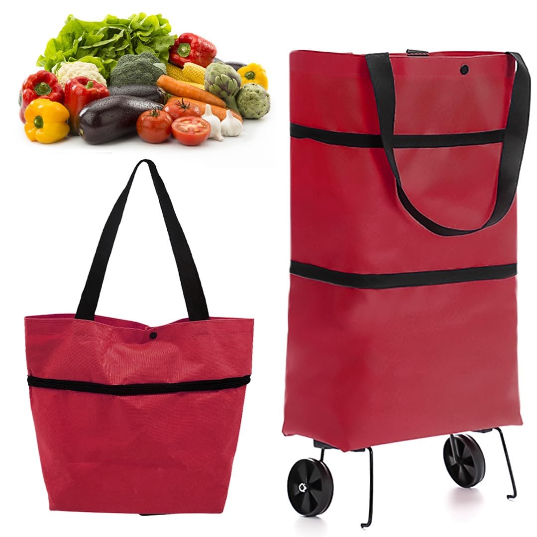 YAXIDAEVER Einkaufstrolley Einkaufstasche mit Rollen,Faltbare Trolley-Taschen,2 in 1 Klappbarer Einkaufswagen, für Zuhause, Supermarkt