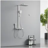 EMKE Emke, Duschsystem Duschsystem mit Thermostat Handbrause + Regendusche + Kinderdusche + Unterer Auslass, Weiss