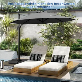 Costway Runder Sonnenschirm Ø 300 cm Grau