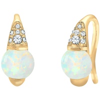Elli PREMIUM Ohrringe Damen Edel Vintage mit synthetischem Opal und Kristallen aus 925 Sterling Silber