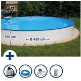 SUMMER FUN Stahlwandpool Set rund 420 x 150 cm inkl. Sandfilteranlage