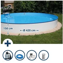 SUMMER FUN Stahlwandpool Set rund 420 x 150 cm inkl. Sandfilteranlage