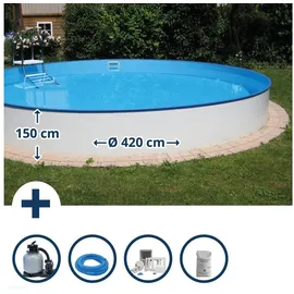 SUMMER FUN Stahlwandpool Set rund 420 x 150 cm inkl. Sandfilteranlage