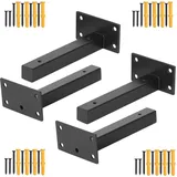 HSEAMALL 4 Stück Regalhalterung Schwarz Regalträger Wandregal Halterung Regalwinkel Schwerlast Schwimmende Regalwinkel Metall-Regalhalterung 20mm Dick, Tragkraft: 40-60Kg (15cm Long)