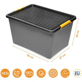 Kreher Technik Aufbewahrungsbox Solid Box 145 l 2-tlg. Grau