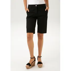 Bermudas ANISTON CASUAL, Damen, Gr. 48, N-Gr, schwarz, Web, Obermaterial: 97% Baumwolle, 3% Elasthan, unifarben, Basic, figurbetont kniefrei, Hosen, im klassischen Stil, Topseller