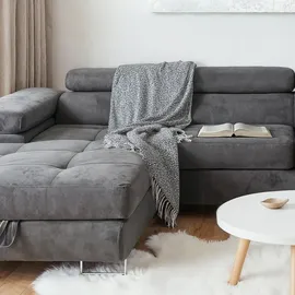 sofiland Ecksofa U-Form 345x202 cm Grau links mit Schlaffunktion & Bettkästen - Aller U XXL - Grau