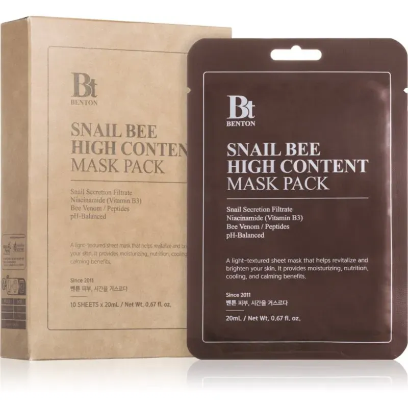 Benton Snail Bee Zellschichtmaske zur Komplettpflege mit Snail Extract 10 × 20 g