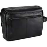 GREENBURRY Vintage Kulturbeutel Leder 27 cm schwarz