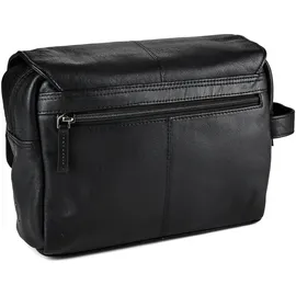 GREENBURRY Vintage Kulturbeutel Leder 27 cm schwarz