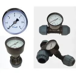 Manometer mit 1/4" AG, 50 mm,  0-6 bar oder 0-10 bar, Drucküberwachung, mit PE-Rohr Verschraubung (Manometer mit 1/4" AG Variationen mit Übergängen: Manometer 0-10 bar  + PE-Kupplung 25 + Übergang auf Manaometer)