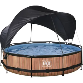 EXIT TOYS Wood Pool 360 x 76 cm inkl. Filterpumpe und Sonnensegel