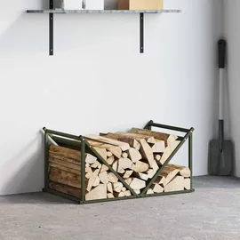vidaXL Kaminholzregal Kaltgewalzter Stahl 70 x 43 x 34,5 cm Olivgrün