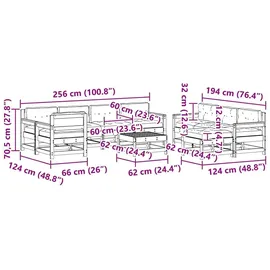 vidaXL Garten-Lounge-Set 10-tlg. Wachsbraun