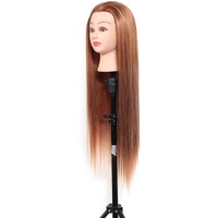 Trainingsköpfe,24'' Synthetische Haare Mannequin zum frisieren Kopf Friseur Trainingskopf Kosmetologie Puppenkopf Übungskopf mit Halterung 24,5 x 19 x 11 cm