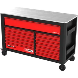 KS Tools PERFORMANCEplus P45 SCHWARZ/ROT Werkstattwagen mit 14 Schubladen