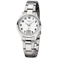 Regent Damen-Armbanduhr Elegant Analog-Digital Edelstahl-Armband silber Funkuhr-Uhr Ziffernblatt weiß URFR193