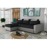 Fun Möbel Ecksofa Schlafsofa Sofa HEDVIG LUX Manila Hellgrau- Schwarz Ottomane Links