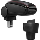 Pro-Tec Mittelarmlehne - Armauflage mit Staufach - gepolstert - Kunst-Leder - schwarz mit roten Nähten