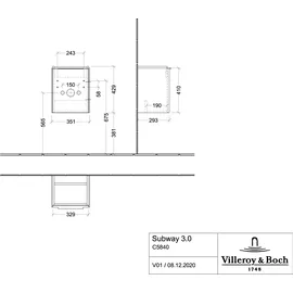 Villeroy & Boch V&B Waschtischunterschrank Subway 3.0 35,1x42,9x30,9cm, Sch R/Gr monochr, Tau