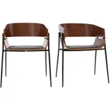 miliboo Design-Stühle aus dunklem Holz und schwarzem Metall (2er-Set) WESS