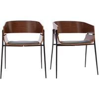 miliboo Design-Stühle aus dunklem Holz und schwarzem Metall (2er-Set) WESS