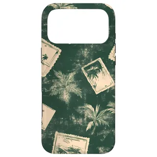 Hülle für iPhone 17 Pro Max Reisepasshülle mit Briefmarken-Motiv, Grün