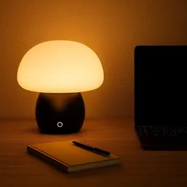 Lightbox LED Akku-Pilzlampe, 22cm, Wireless Charging, dimmbar, schwarz - Schwarz