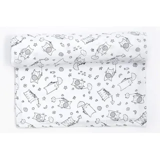 Ti TIN | Baby Musselin, 125x125 cm | Musselin Tuch mit Katze-Motiv, leichte und weiche Baumwollfaser, Mulltuch vielseitig einsetzbar, als Decke, Halstuch/Dreieckstuch, Spucktuch etc, Farbe: grau