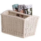 e-wicker24 Zeitungskorb mit Tragegriff, Zeitungsständer in Beige, Zeitschriftenständer, Weidenkorb für Zeitungen, Zeitungskorb aus Weide